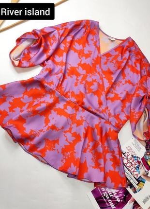 Блуза жіноча фіолетового кольору в помаранчевий принт від бренду river island 14