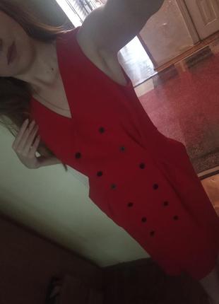 Шикарна сукня міді на ґудзиках червоне плаття сарафан по фігурі