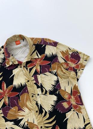 Мужская рубашка hugo boss relaxed-fit floral-print cotton shirt, летняя рубашка3 фото