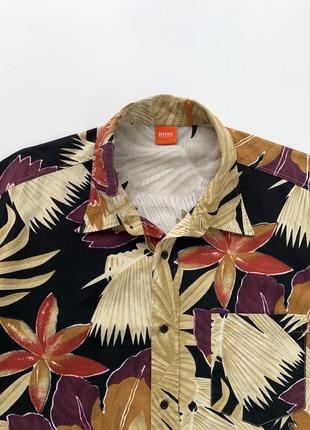 Мужская рубашка hugo boss relaxed-fit floral-print cotton shirt, летняя рубашка2 фото