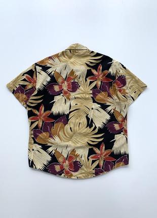 Мужская рубашка hugo boss relaxed-fit floral-print cotton shirt, летняя рубашка8 фото