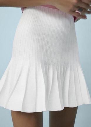 Крутая белая плиссе юбка белая вискоза стиль zimmermann8 фото