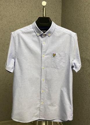 Блакитна сорочка з коротким рукавом від бренда lyle&amp;scott