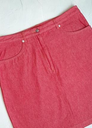 🌿1+1=3 красная короткая джинсовая юбка высокая посадка l.o.g.g., размер 48 - 502 фото