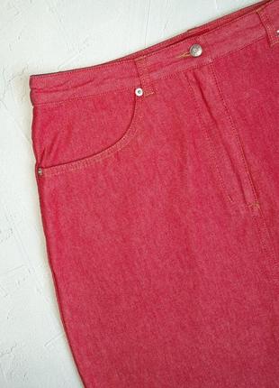 🌿1+1=3 красная короткая джинсовая юбка высокая посадка l.o.g.g., размер 48 - 503 фото
