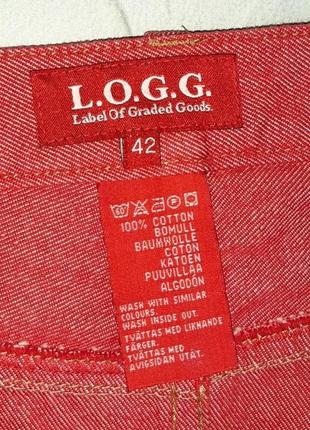 🌿1+1=3 красная короткая джинсовая юбка высокая посадка l.o.g.g., размер 48 - 506 фото