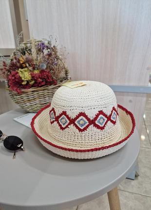 🌴 шляпа панама із рафії червона
