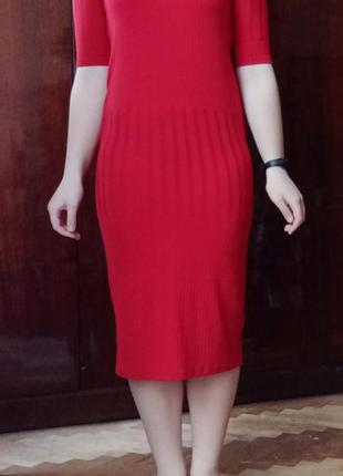 Красное платье миди zara