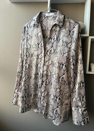 Mango блуза женская в змеиный принт атласная/шелковая питон рубашка mng xs-s 🐉🐍3 фото