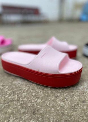 Крокс крокбенд платформа шльопанці рожеві слайди crocs crocband platform slide barely pink