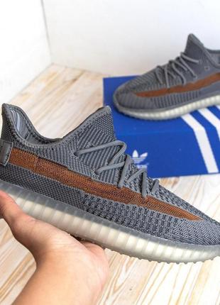 Розпродаж! adidas yeezy boost 350 сірі з помаранчевим кросівки кеди чоловічі адідас ізі буст низькі весняні літні  відмінна якість