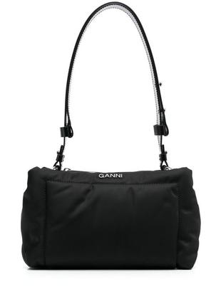 Ganni сумка чорна pillow medium nylon shoulder bag