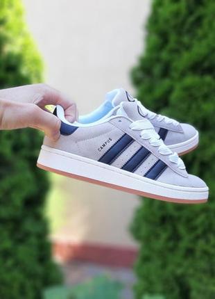 Жіночі замшеві кросівки adidas campus 00s white grey адідас кампус