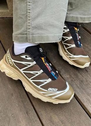 Жіночі тектсильні кросівки salomon xt-6 kangaroo brown beige