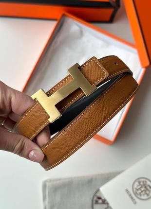 Двосторонній шкіряний ремінь в стилі hermes