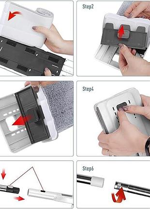 Набор швабр masthome с ведром для пола с насадкой из микрофибры и длинной ручкой из...