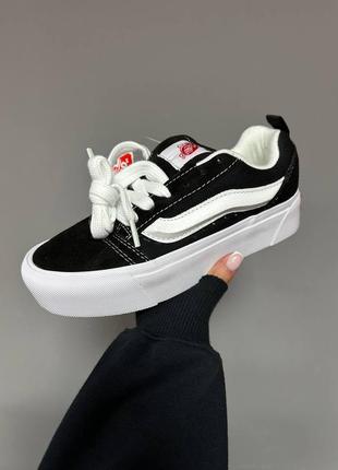 Женские замшевые кроссовки vans knu skool black/white premium platform кеды ванс кну