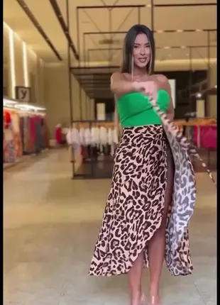 Спідниця на запах леопард юбка лео туреччина2 фото
