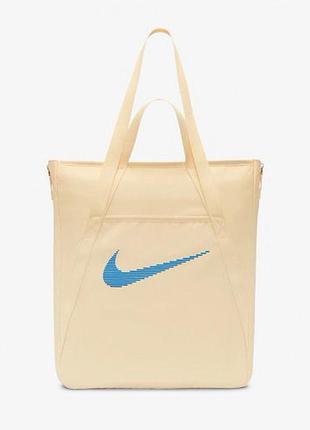 Сумка nike nk gym tote 28l бежевий, синій жін 41 x 33 x 13 см