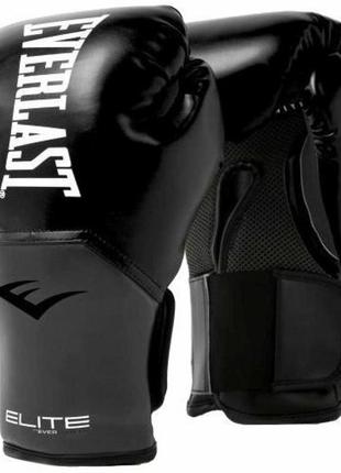 Боксерські рукавиці everlast elite training gloves чорний, сірий уні 16  унцій