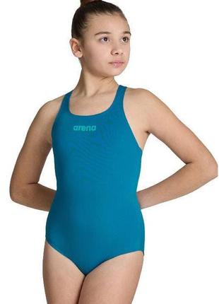 Купальник закритий для дівчат arena team swimsuit swim pro solid блакитний діт 128см