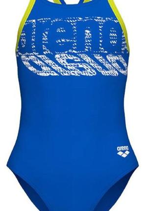 Купальник arena shaking swimsuit v back one pi блакитний, жовтий, білий діт 128 см