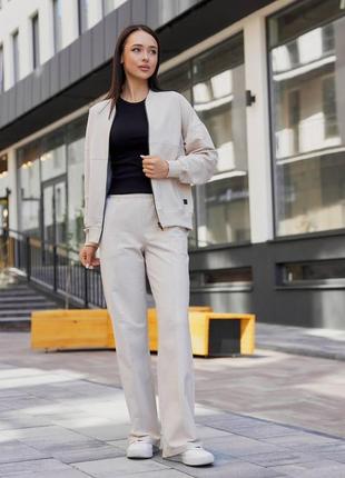 Женский весенний трикотажный костюм бомбер и штаны со стрелками размеры s-xl