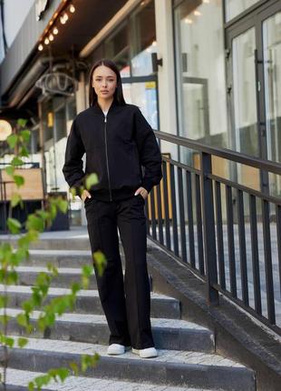 Женский весенний трикотажный костюм бомбер и штаны со стрелками размеры s-xl