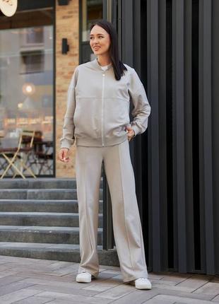 Женский весенний трикотажный костюм бомбер и штаны со стрелками размеры s-xl