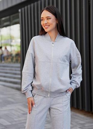 Женский весенний трикотажный костюм бомбер и штаны со стрелками размеры s-xl