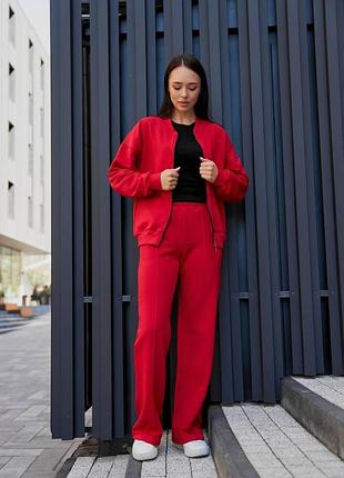 Женский весенний трикотажный костюм бомбер и штаны со стрелками размеры s-xl