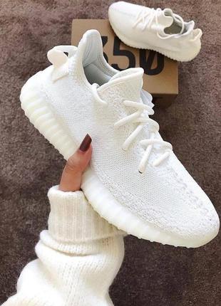 Жіночі текстильні кросівки adidas yeezy 350 full white premium