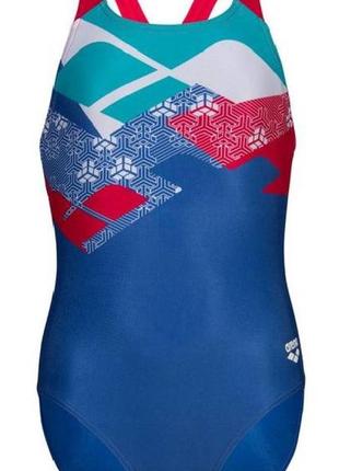 Купальник arena logo kikko swimsuit swim pro b синій, білий, червоний, бірюзовий діт 152 см