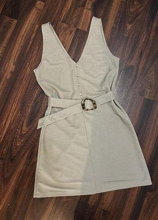 Короткое платье летнее mango бежевое молочное
