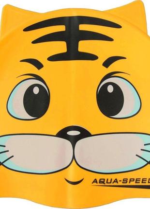 Шапка для плавання aqua speed ​​zoo cat 5529 жовтий кіт діт osfm