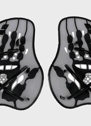 Лопатки для плавання arena vortex evolution hand paddle срібний, чорний уні m