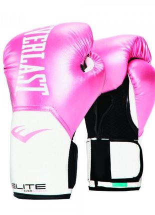 Боксерські рукавиці everlast elite training gloves рожевий, білий жін 8  унцій