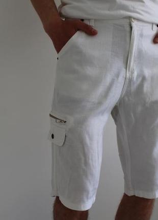 Чоловічі шорти із льону g-star raw білого кольору2 фото