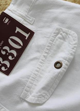 Чоловічі шорти із льону g-star raw білого кольору5 фото