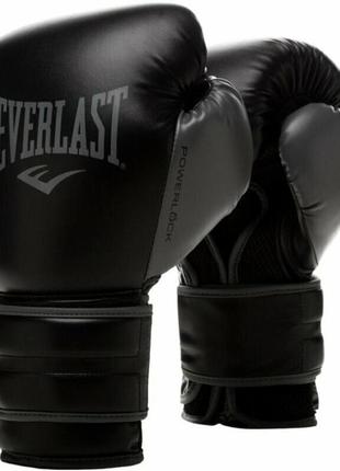 Боксерські рукавиці everlast powerlock training gloves чорний, сірий уні 16 унцій