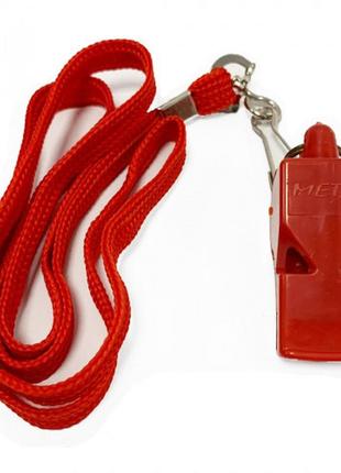 Свисток арбітра пластиковий зі шнурком meta whistle plastic classic with lanyard червоний уні ofsm