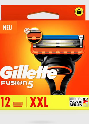 Сменные картриджи для бритья (лезвия кассеты) мужские gillette fusion 5 fusion5 new, 12 шт