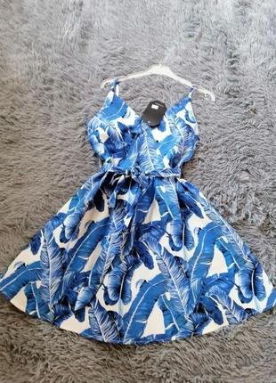 Сукня платье сарафан стрейч катон с поясом3 фото