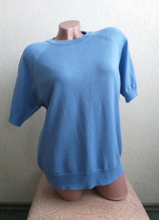 Реглан. пуловер. джемпер. свитер с коротким рукавом. теплая футболка. голубой, королевский синий.