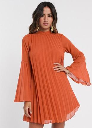 Стильное платье плиссе мини asos disign