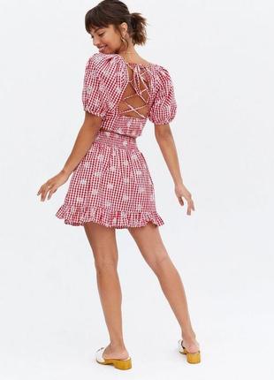 Яскравий кроп топ з об'ємними рукавами №526/9