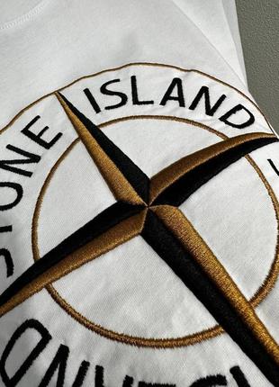 Брендова чоловіча футболка / якісна футболка stone island в білому кольорі на літо2 фото