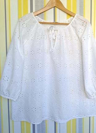 Блуза р.16 (евро р.44) george белая вышитая рубашка летняя
