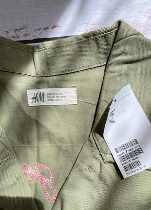 Коттоновая куртка рубашка с вышивкой h&amp;m р.14+6 фото