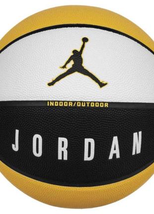 М'яч баскетбольний nike jordan ultimate 2.0 8p deflated білий, чорний, жовтий уні 7